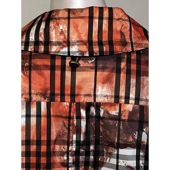 MULTIPLES Jacket 0X 14W Rolled Sleeved Zip Front Rain Orange Brown White NWT - Picture 4 of 12